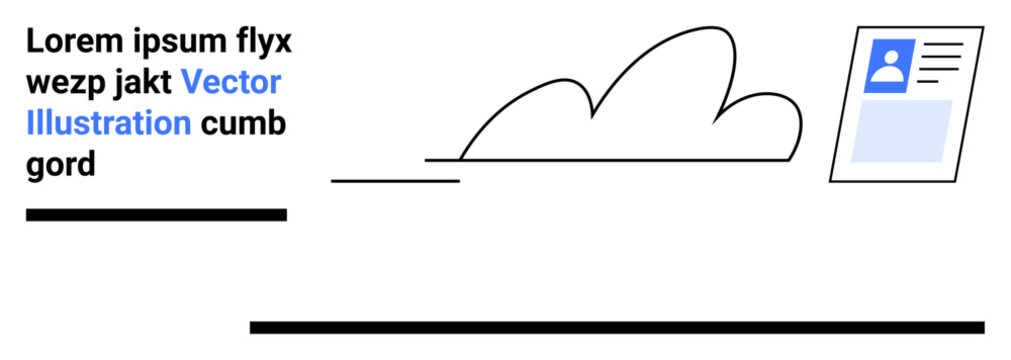 Profile card with a user avatar alongside flowing abstract cloud, bold horizontal lines, placeholder text. Ideal for documents, portfolios, profiles, introductions, web design, resumes simple