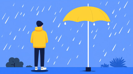 Enjoying the Rain Outdoor Setting Digital Artwork Urban Environment Side View Calm Down with Freshness