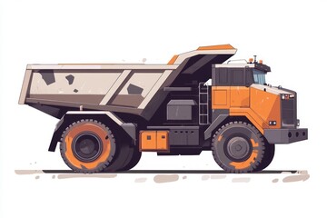 Fototapeta premium Heavy Duty Dump Truck in Action Construction and Mining Equipment Illustration