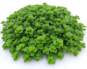 Fototapeta premium Green plant bush with dense leaves, isolated on white background