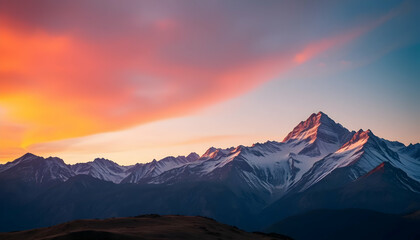 Majestic Mountain Peak Sunset Dramatic Landscape Breathtaking View Nature Scenery