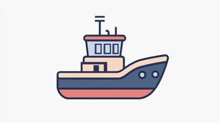 Fototapeta premium Illustration of a Fishing Boat with Detailed Features and Vibrant Colors for Nautical Themes