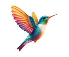 Fototapeta premium Vibrant Hummingbird with Colorful Wings in Mid-Flight Illustration
