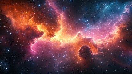 Fototapeta premium Cosmic Nebula: A Symphony of Celestial Colors