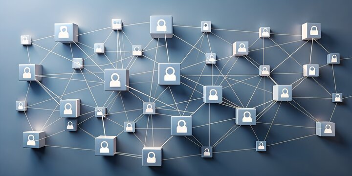 3D illustration of people connecting in a global network, symbolizing teamwork and communication in the digital world