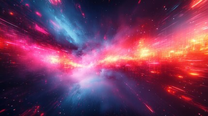 Obraz premium Hyperspace Journey: A Digital Nebula's Vivid Symphony