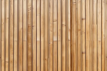 Naklejka premium Natural Bamboo Wall Texture: A serene and minimalist backdrop of closely arranged light brown bamboo slats, creating a calming and textured visual experience.