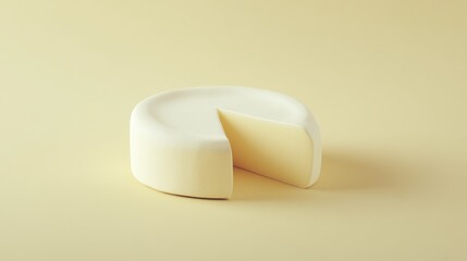 A round cheese wheel with a slice cut and removed