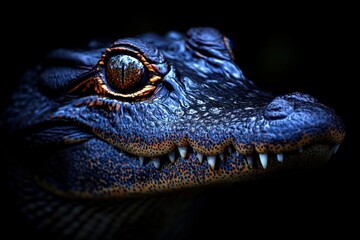 Obraz premium Crocodile With a Sinister Grin Lurking in the Shadows of a Dark Swamp During Twilight Hours