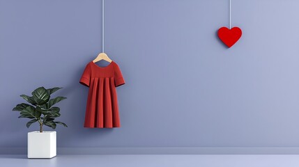 Red Dress Minimalist Fashion Image
