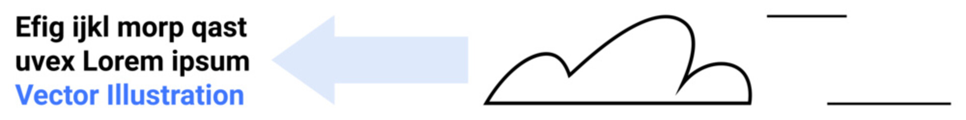 Cloud graphic, directional arrow, and placeholder text in minimalistic style. Ideal for data storage, cloud computing, navigation, workflow, simplicity, information processing and simple landing