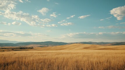 Obraz premium A beautiful expansive view of a golden grassland landscape