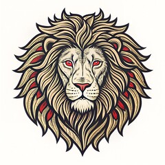Fototapeta premium Lion Head Isolated on White Background – Majestic Animal Portrait