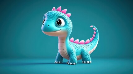 Fototapeta premium Delight in these cute, colorful baby dinosaurs, bringing smiles and charm with their playful design in a simple backdrop.