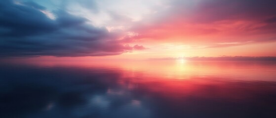 Fototapeta premium A beautiful sunset over the ocean with a reflection of the sun on the water