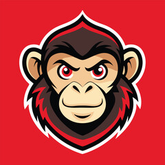 Monkey Illustration in Bold Solid Color with Detailed Features