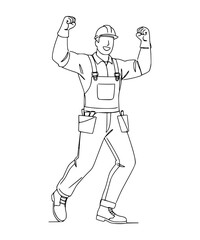 A worker celebrates his rights