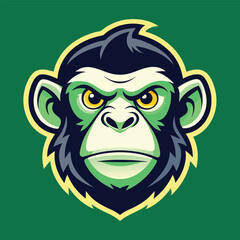 Obraz premium Vividly Colored Illustration of a Monkey Logo with Solid Background