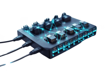 Network Hub with Data Center, Server, and Technology.