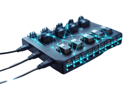 Network Hub with Data Center, Server, and Technology. - Powered by Adobe