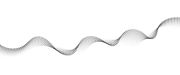 Flowing Dot Wave halftone gradient pattern on transparent background	
