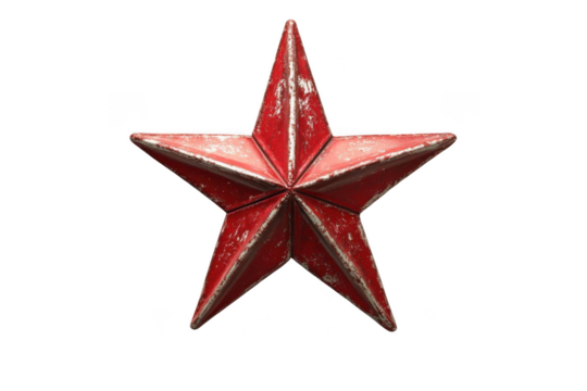 Red Rustic Star with Vintage Decor, and Grunge Texture.
