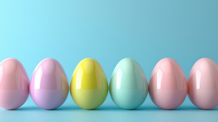 Bright, colorful Easter eggs adorn a soft blue backdrop, representing joy and the spirit of renewal this spring season.