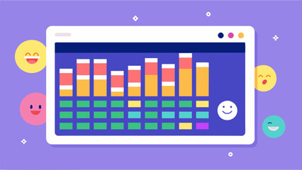 A screenshot of a mood tracking apps calendar feature showing a months worth of mood data in colorful bars.. Vector illustration