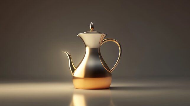 Golden Teapot with Elegant Design A Shiny Metallic Vessel for Luxury and Elegance in Home Dco