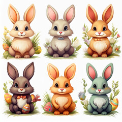 Adorable Easter Bunnies and Colorful Egg 1001 bundle