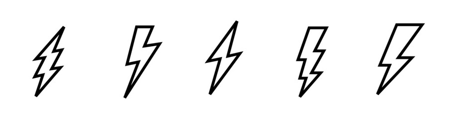 flash thunder power icon, flash lightning bolt icon with thunder bolt - Electric power icon symbol - Power energy icon sign in filled, thin, line, outline and stroke style for apps and website.