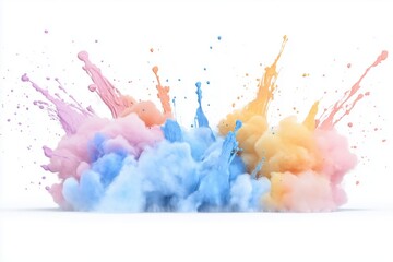 Explosão vibrante de tinta colorida com tons de azul, rosa, laranja e amarelo, capturada em movimento dinâmico, criada com IA generativa para um efeito visual impressionante