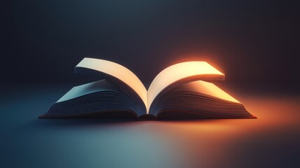 Illuminated Open Book with Warm Light Knowledge Symbol Education Concept Learning Resource