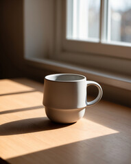 Minimalist Ceramic Coffee Mug in Cozy Natural Light
