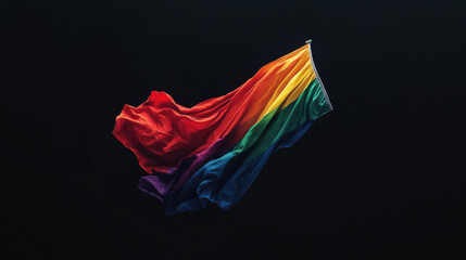  LGBTQ+ Flag Displayed Against a Solid Black Background, Highlighting the Vibrancy and Contrast of Its Colors