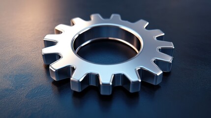 Precision Engineering Metallic Gear on Dark Surface for Industrial and Mechanical Designs