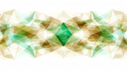 Abstract Geometric Green and Brown Shapes Symmetry on White Background