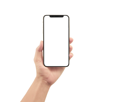 Hand holding a smartphone with blank screen indoor environment digital device showcase minimalist design focus on technology and communication