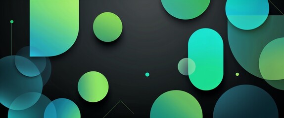 cyan green gradient translucent geometric solid shapes pattern abstract on plain dark black background illustration design concept backdrop