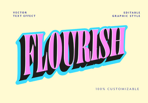 Pink and Blue Retro Bold Shadow Classic Text Effect