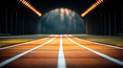 Fototapeta premium Running track inside a covered walkway