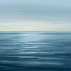 Fototapeta premium Tranquil Blue Seascape Calm Ocean and Hazy Horizon