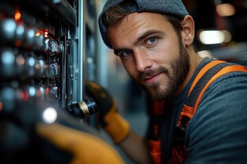 Handyman Repairing an Appliance With a Flashlight in a Well-Lit Workspace
