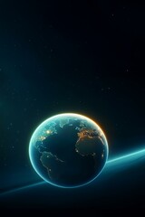 Fototapeta premium Earth Day glow: illuminated planet with stars and space, perfect for environmental themes and text copy space