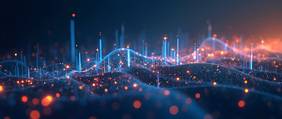 Fototapeta premium kuala lumpur, abstract, Smart city and abstract dot point connect with gradient line and aesthetic Intricate wave line design.