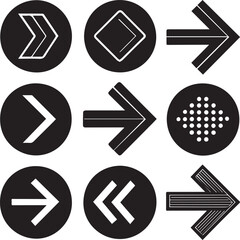 Black Vector Arrow Icons Set for Web, Interface, Direction, Cursor, Navigation