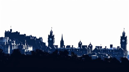 Obraz premium Silhouette of Edinburgh's iconic skyline with historic landmarks against a clear sky