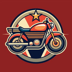 **** Vintage Motorcycle Emblem Adorned on Solid Colored Background