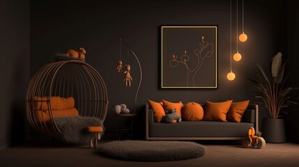 Child s Room Interior Design  Cozy  Dark  Orange Decor