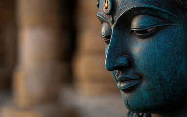 Serene Teal Statue Close-up